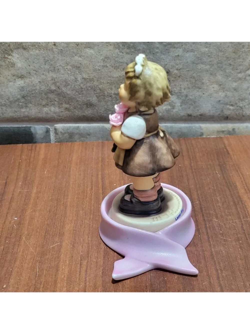 Goebel Hummel Hope Figurine 2203 Breast Cancer Awareness Pink Ribbon Base